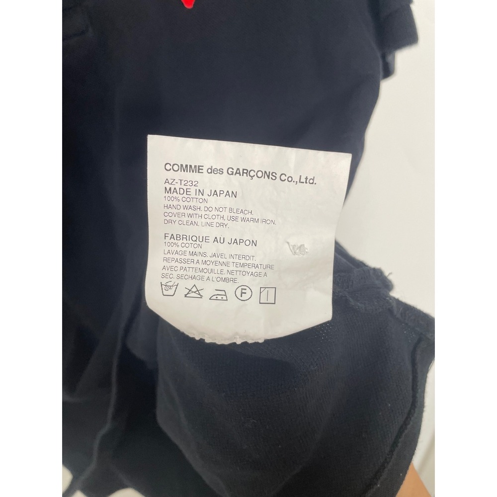 Comme des Garcons Play Polo Shirt Red Heart Logo Black Size S - Picture 5 of 7